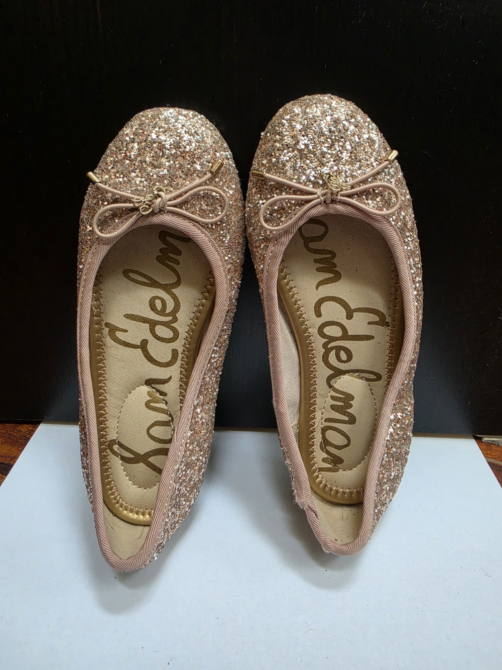 Sam Edelman Glitter Ballet Flats in Rose Gold